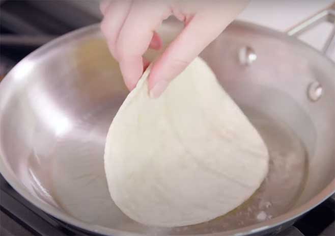 Add Round Tortilla On The Pan