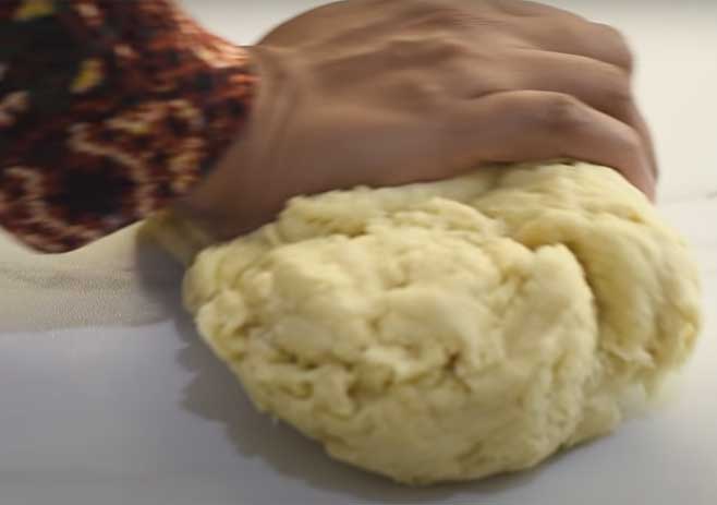 Take The Dough On The Table And Knead With Hands