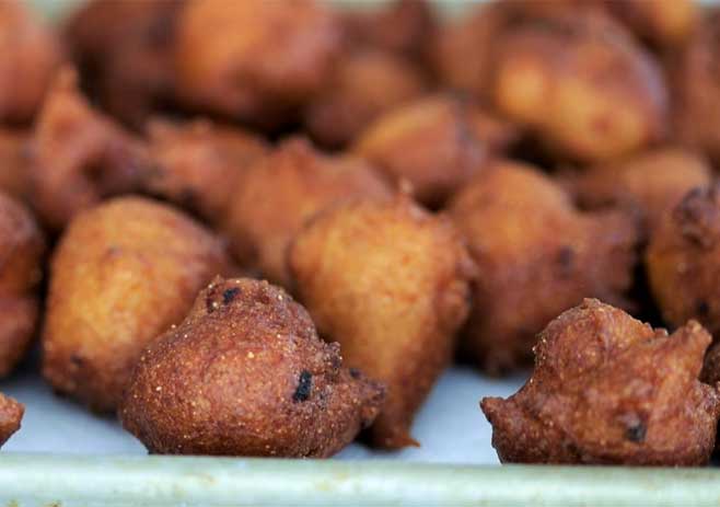 Fry and serve the hush puppies 
