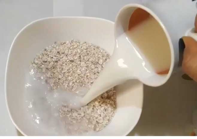 Pour milk into the bowl