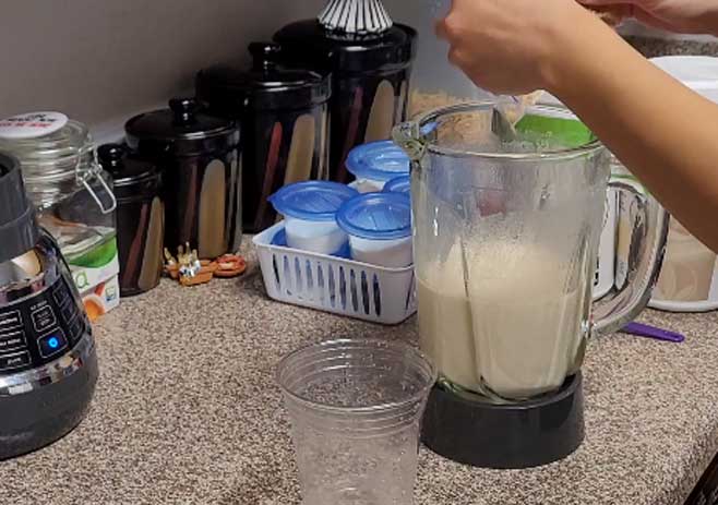 Pour wet items into the blender