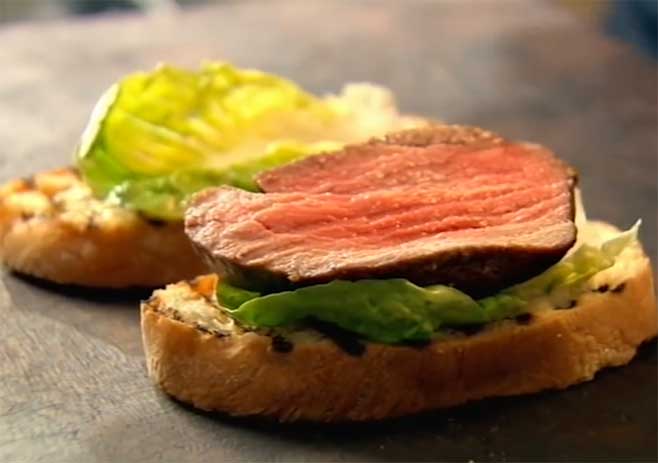 Prepare and serve the steak sandwich