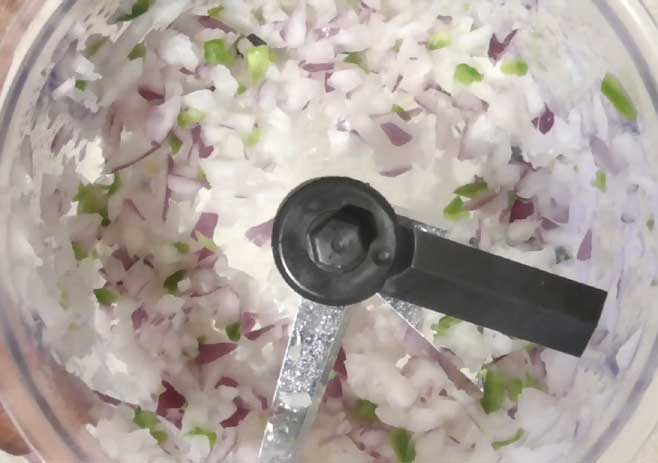 Chopped onion and Jalapeno
