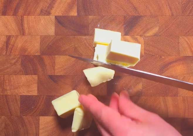  Slice the butter stick