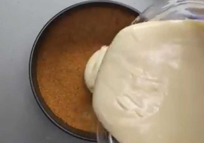 pour the batter and bake the cake