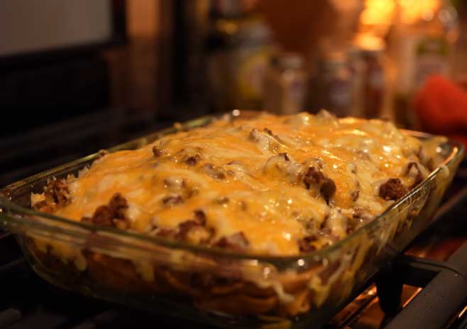 Bake the dish in the oven