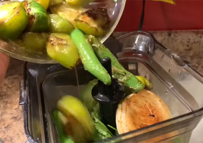 Blend the roasted vegetables slightly