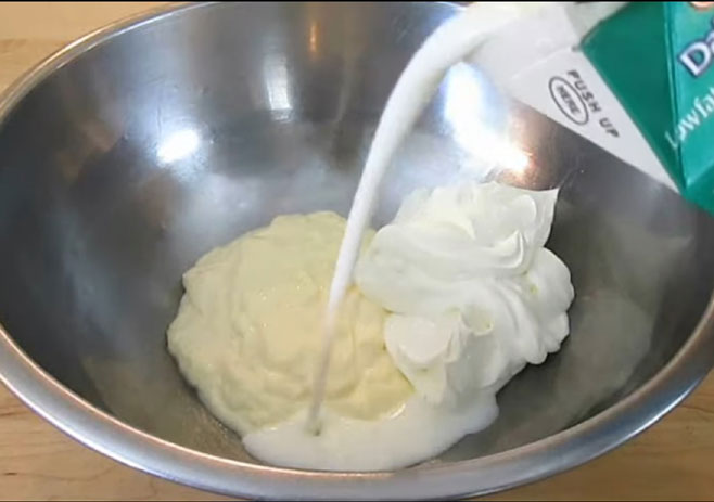 Combine mayonnaise sour cream and buttermilk