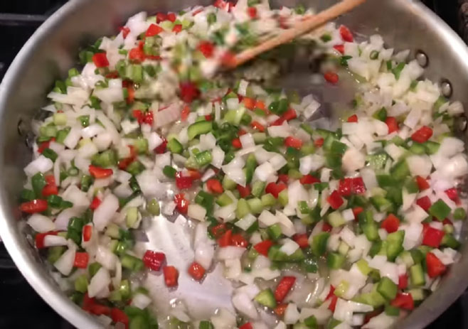 Cook chopped vegetables with butter