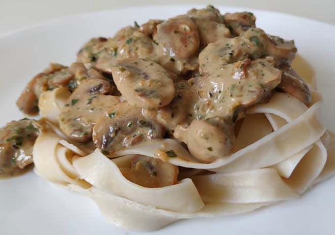 Serve the mushroom sauce