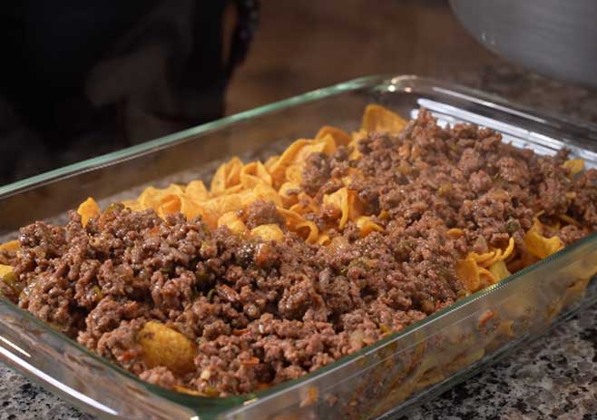Set the layers in the baking dish