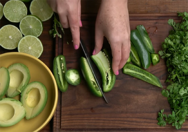 Slice jalapenos or use green chilies
