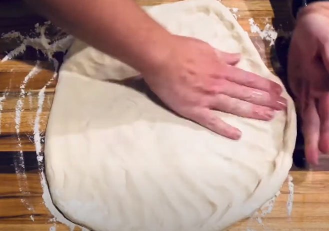 Turn dough out and make pizza crust