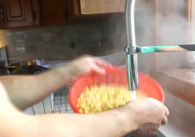 Wash the macaroni with water