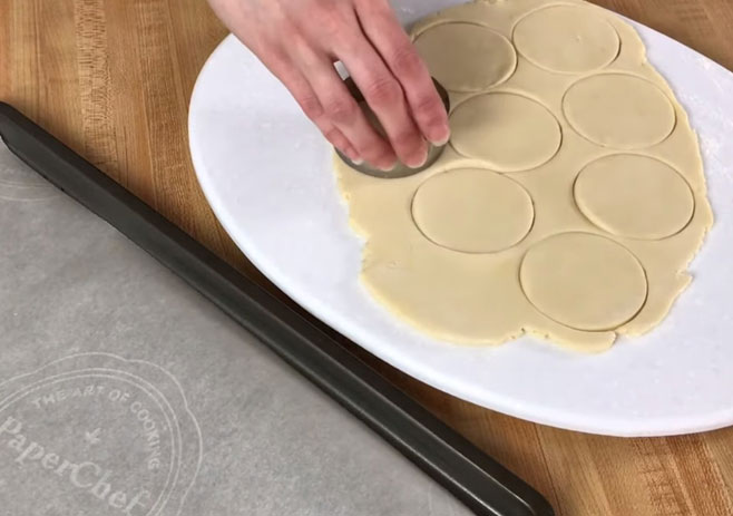  cut the dough with a cookie cutter