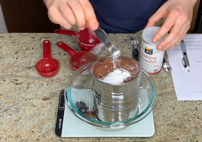 Combine the cake making dry powders