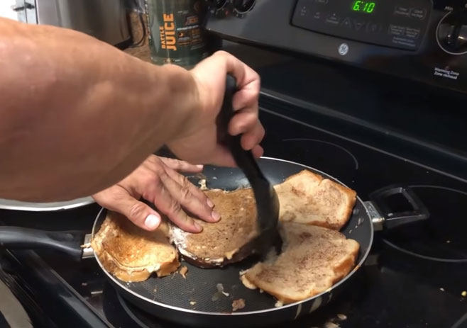 Flip the bread to cook each side
