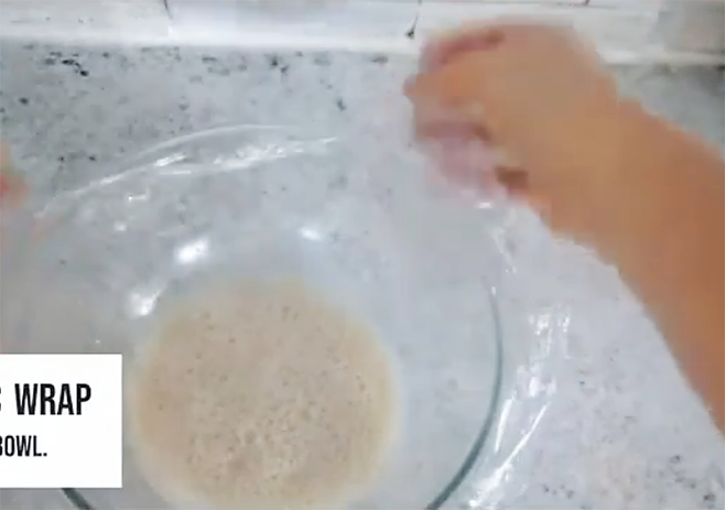 Cover the yeast mixture with a plastic