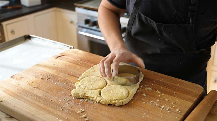 Cut the dough into biscuits