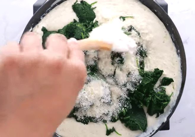 Add Spinach And Parmesan Cheese
