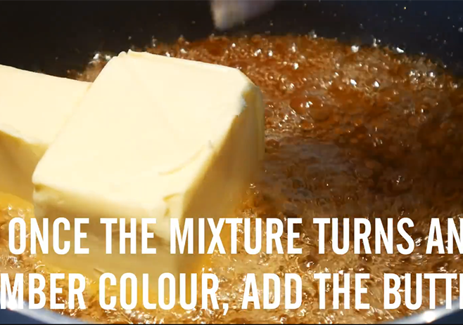Add butter and continue heating