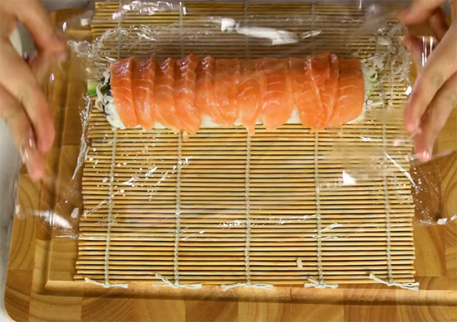 Arrange the salmon slices