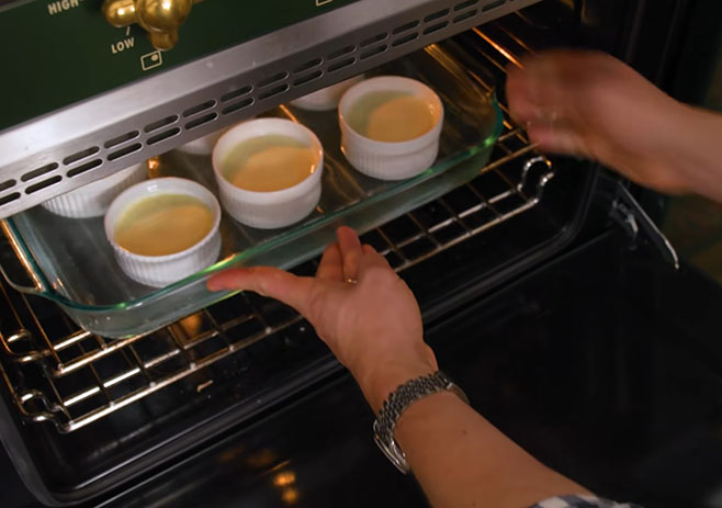 Bake the crème brulee