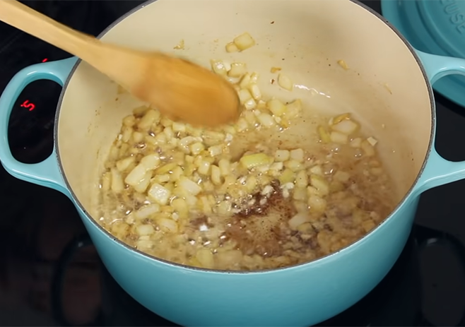 Prepare onion and garlic
