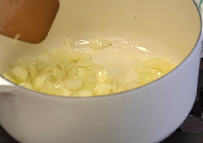 Saute onions gently