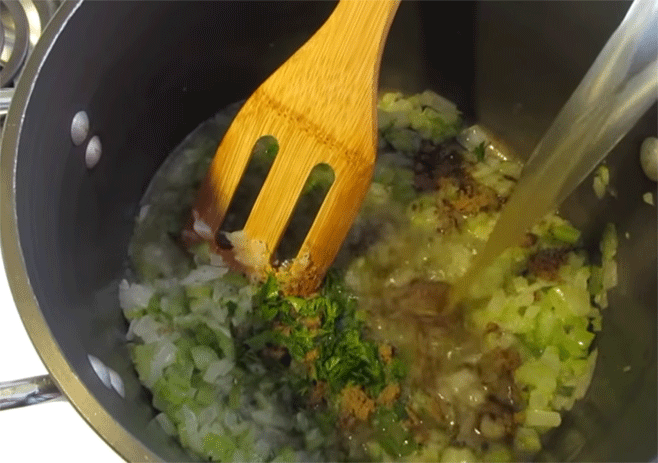 Seasoning and chicken broth