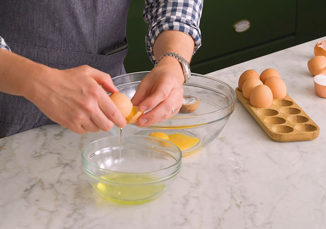 Separate egg white and yolk