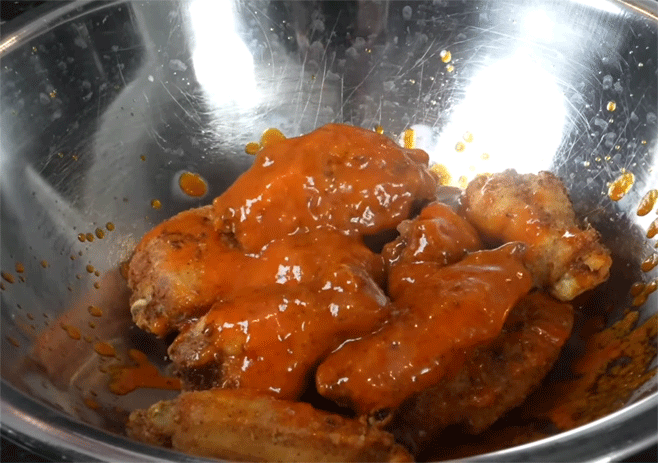 Mix wings with sauce