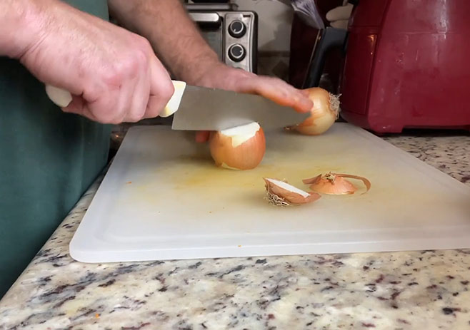 Peel and cut the onion