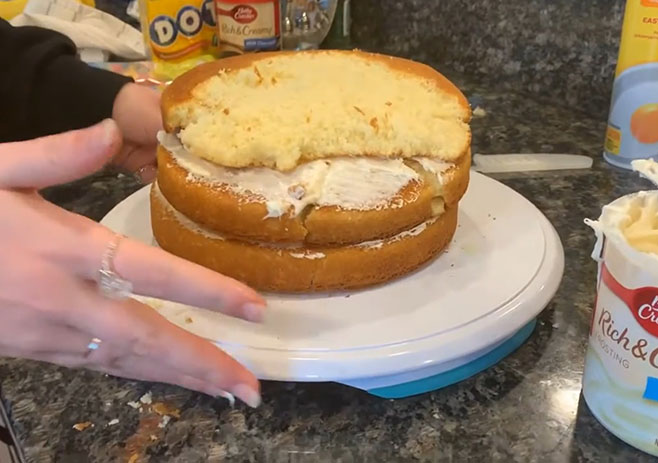 Place the whole cake in the fridge