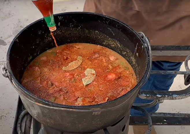 Add sauce, seasoning, and leaves