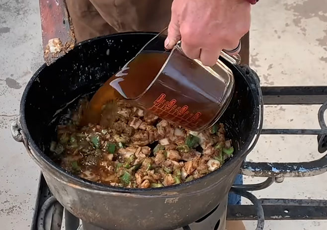 Pour beef broth