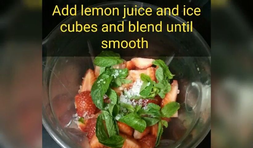 Adding frozen strawberry