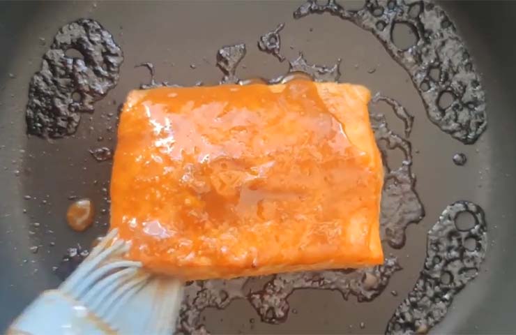 Broil salmon and reglaze
