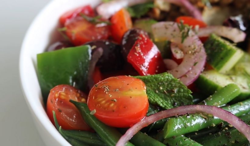 Slicing the vegetable ingredients