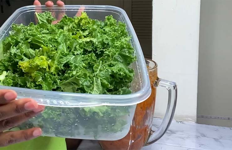 Clean and peel the Kale