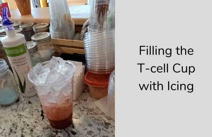 filling t-cell cup with icing