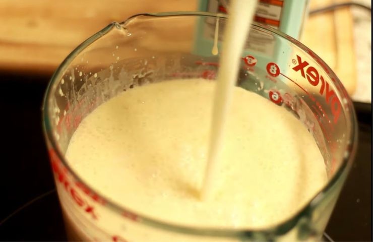 Step 3: Add coconut milk and lactose-free skim milk