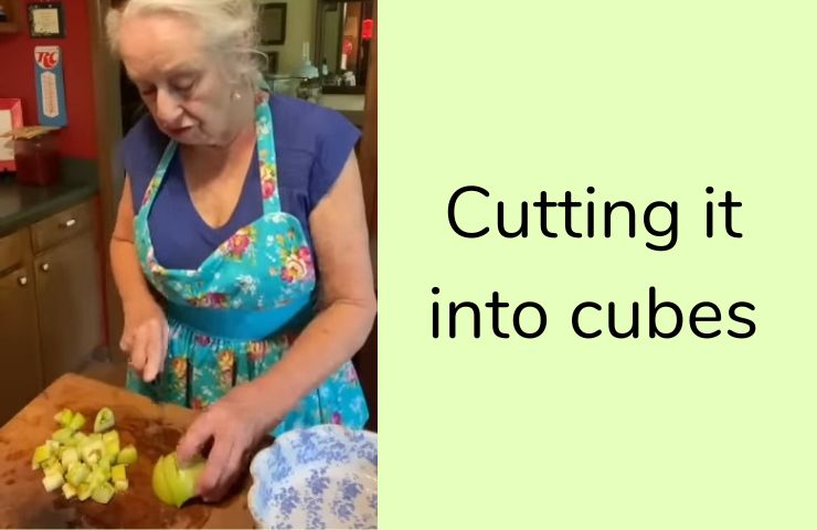 Step 2: Cutting it into cubes